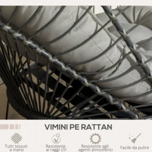 Κρεμαστή πολυθρόνα σε PE Rattan με μαξιλάρι, αναδιπλούμενο κάθισμα και ατσάλινη κατασκευή, γκρι 867-157V00CG - Image 5