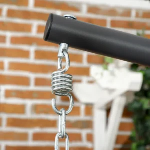 Κρεμαστή πολυθρόνα σε PE Rattan με μαξιλάρι, αναδιπλούμενο κάθισμα και ατσάλινη κατασκευή, γκρι 867-157V00CG - Image 6