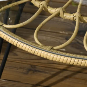 Outsunny σετ κήπου 5 τεμαχίων από μπαστούνι με στρογγυλό τραπέζι Ø82x50 cm και 4 καρέκλες 72x72x75 cm με μαξιλάρια 867-171V00BG - Image 5