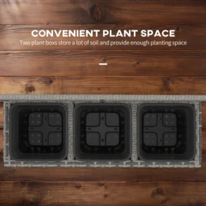 Outsunny Planter με πλέγμα για αναρρίχηση με 3 γλάστρες από ατσάλι και PE Rattan, 84x30x107cm, Γκρι 867-186V00GG - Image 3