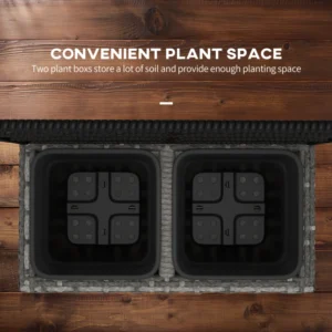 Outsunny Planter με πλέγμα για αναρρίχηση με 2 γλάστρες από ατσάλι και PE Rattan, 57x30x107cm, Γκρι 867-187V00GG - Image 3