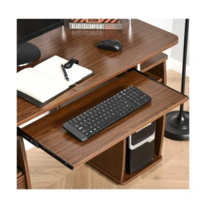 Ξύλινο Γραφείο με Θέση για Υπολογιστή και Πληκτρολόγιο 120 x 55 x 85 cm Χρώματος Σκούρο Καφέ HOMCOM 920-011V01 - Image 2