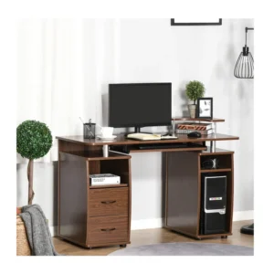 Ξύλινο Γραφείο με Θέση για Υπολογιστή και Πληκτρολόγιο 120 x 55 x 85 cm Χρώματος Σκούρο Καφέ HOMCOM 920-011V01 - Image 3