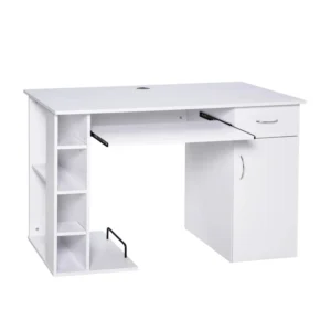 Ξύλινο Γραφείο με Θέση για Υπολογιστή και Πληκτρολόγιο 120 x 60 x 74 cm HOMCOM 920-012V01WT - Image 10