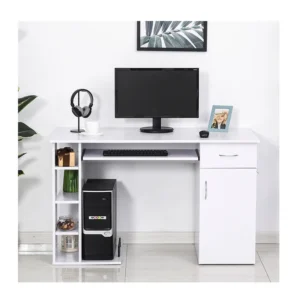 Ξύλινο Γραφείο με Θέση για Υπολογιστή και Πληκτρολόγιο 120 x 60 x 74 cm HOMCOM 920-012V01WT - Image 8