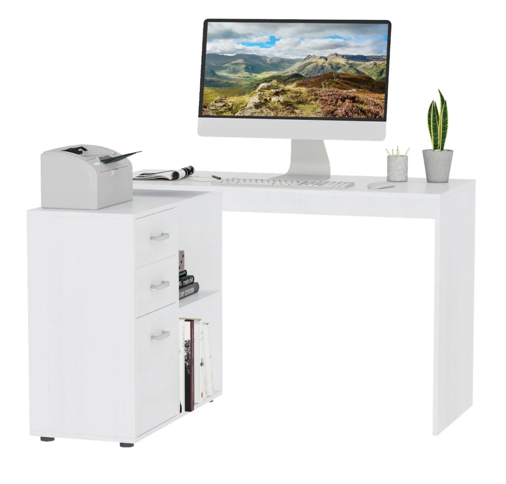 Γωνιακό γραφείο HOMCOM για υπολογιστή γραφείου με λευκό συρτάρι 920-037WT Γωνιακό γραφείο HOMCOM για υπολογιστή γραφείου με λευκό συρτάρι 920-037WT