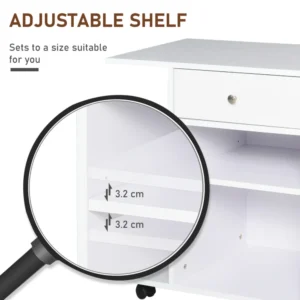 Ξύλινο ντουλάπι εκτυπωτή Vinsetto με 4 ρόδες, ρυθμιζόμενο ράφι και ράφι CPU, λευκό 920-069WT - Image 4