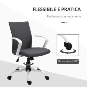 Vinsetto Εργονομική Περιστρεφόμενη Καρέκλα Γραφείου με Ρυθμιζόμενο Ύψος, 61x61x89-99 cm, Σκούρο Γκρι 921-540CG - Image 5