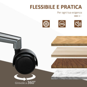 Vinsetto Ρετρό Γραφείου Καρέκλα με Επένδυση, Συνθετικό Δέρμα & Ξύλο, 53x60x86-96 εκ., Μαύρο & Σκούρο Καφέ 921-607V00BK - Image 6