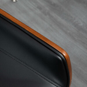 Vinsetto Ρετρό Γραφείου Καρέκλα με Επένδυση, Συνθετικό Δέρμα & Ξύλο, 53x60x86-96 εκ., Μαύρο & Σκούρο Καφέ 921-607V00BK - Image 8