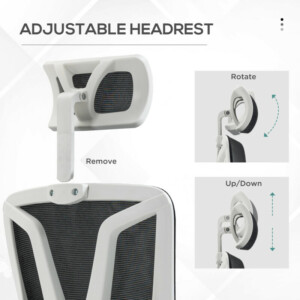 Εργονομική καρέκλα γραφείου Vinsetto με ρυθμιζόμενο ύψος με στήριγμα ποδιών και προσκέφαλο, 66x58x110-118 cm, Μαύρο 921-676V80BK - Image 4