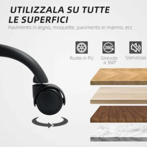 HOMCOM  Ρυθμιζόμενη Καρέκλα Γραφείου με Κλίση, από Συνθετικό Δέρμα και Ατσάλι, 60x68x95.5-105 εκ., Μαύρο  921-783V00BK - Image 5