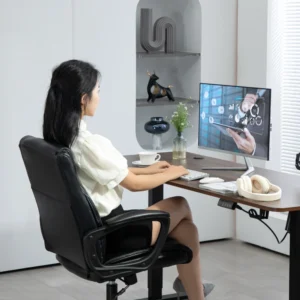 HOMCOM  Ρυθμιζόμενη Καρέκλα Γραφείου με Κλίση, από Συνθετικό Δέρμα και Ατσάλι, 60x68x95.5-105 εκ., Μαύρο  921-783V00BK - Image 8