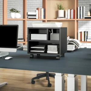 Ντουλάπι εκτυπωτή 2 επιπέδων HOMCOM με 3 θήκες και ρόδες για γραφείο και μελέτη, 40x30x36 cm, μαύρο 924-092V00BK - Image 6