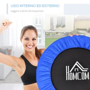 HOMCOM Elastic Trampoline for Jumping Fitness και Home Workout με ελατήρια και ατσάλινη κατασκευή - Μαύρο / Μπλε A00-007V02 - Image 4
