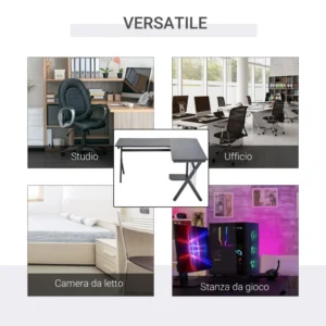 Γωνιακό γραφείο HomCom σε ξύλο, μαύρο, 155x130x76cm A2-0081 - Image 3