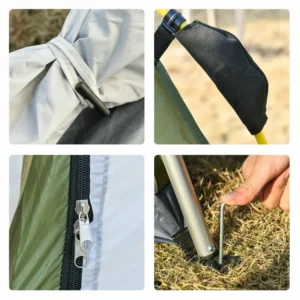 Outsunny Pop Up Σκηνή Κάμπινγκ 2 Ατόμων με Πόρτα με Φερμουάρ και 3 Παράθυρα, 240x240x199cm, Πράσινο A20-054GN - Image 5