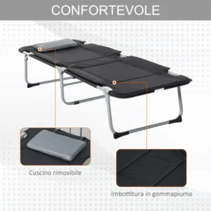 Πτυσσόμενη Μεταλλική Ξαπλώστρα - Κρεβάτι 183 x 66 x 33 cm Outsunny A20-153 - Image 3