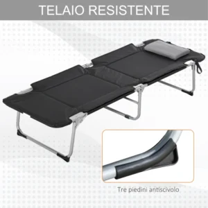 Πτυσσόμενη Μεταλλική Ξαπλώστρα - Κρεβάτι 183 x 66 x 33 cm Outsunny A20-153 - Image 4