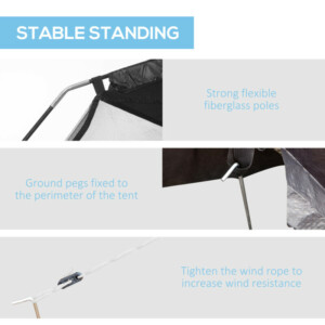 Outsunny Camping and Beach Tent με Anti-UV Mesh για 4 άτομα με τσάντα μεταφοράς, 3x3 m Μαύρη A20-221 - Image 3