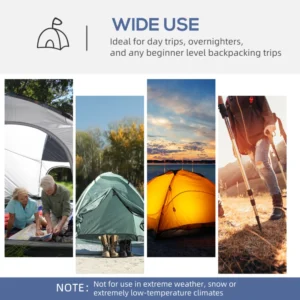 Σκηνή Camping Outsunny 6-8 ατόμων, 4 πόρτες με φερμουάρ, τσάντα και γάντζος, 350x350x230 cm, λευκό και μπλε A20-232 - Image 5