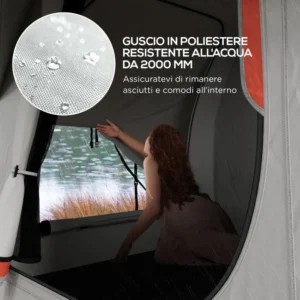 Outsunny 3θυρη αδιάβροχη σκηνή αυτοκινήτου από πολυεστέρα, PE και υαλοβάμβακα, 239x210x210 cm, γκρι και πορτοκαλί A20-343V00OG - Image 4