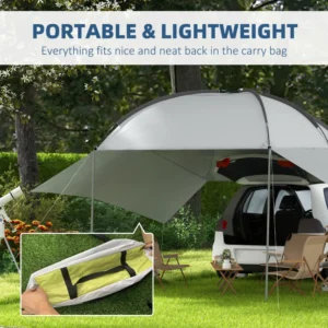 Φορητή τέντα τόξου με πλαϊνά τοιχώματα, από πολυεστέρα και ατσάλι, 300x262x230-260 cm, γκρι A20-347V00LG - Image 5