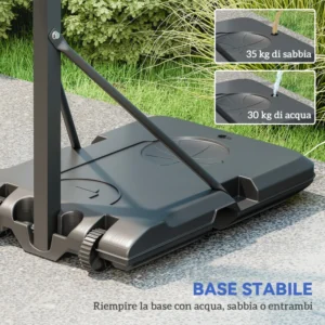 SPORTNOW Ρυθμιζόμενο Εξωτερικό Καλάθι Μπάσκετ 146-236 εκ. με Ρόδες και Γεμιζόμενη Βάση, Μαύρο A61-072V00BK - Image 4