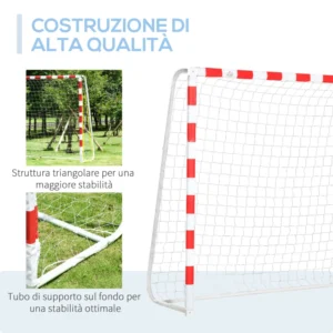 HOMCOM Football and Soccer Goal σε PE Plastic για ενήλικες και παιδιά, 302x83x201cm Λευκό A62-029 - Image 3
