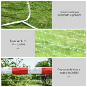 HOMCOM Football and Soccer Goal σε PE Plastic για ενήλικες και παιδιά, 302x83x201cm Λευκό A62-029 - Image 4