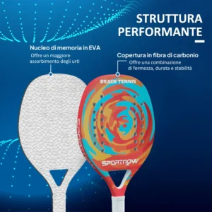 SPORTNOW Ρακέτα Πάδελ από Ανθρακονήματα με Αντιολισθητική Λαβή και Τσάντα Μεταφοράς, Κίτρινο A71-053V00YL - Image 3