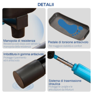 HOMCOM Stepper με οθόνη LCD, ρυθμιζόμενο τιμόνι και ελαστικές ταινίες, 55x53x118-128cm, μαύρο και μπλε A90-279V01 - Image 4