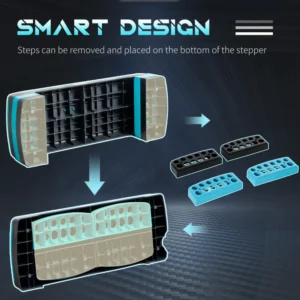 HOMCOM Step Fitness για Αερόμπικ Ρυθμιζόμενο σε 3 ύψη 10-15-20 cm σε πλαστικό, μαύρο και μπλε A90-298BK - Image 3