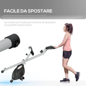 SPORTNOW Πτυσσόμενο Μαγνητικό Ποδήλατο Γυμναστικής με 8 Επίπεδα, Οθόνη LCD, Ροδάκια και Ρυθμιζόμενη Σέλα, Γκρι και Μαύρο A90-360V00GY - Image 6