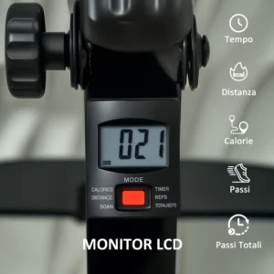 SPORTNOW Πτυσσόμενο Ποδήλατο Αποκατάστασης Ποδιών & Χεριών με Οθόνη LCD, Ρυθμιζόμενο Τιμόνι, Μαύρο, Διαστάσεις: 90x50x120 εκ. A90-385V00BK - Image 7