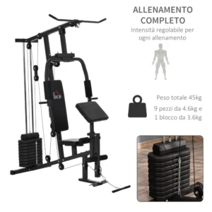 HOMCOM Fitness Station for Home and Professional Workout, Steel Multifunction Gym, 148x108x207cm - Μαύρο A91-132 - Image 3