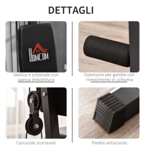 HOMCOM Fitness Station for Home and Professional Workout, Steel Multifunction Gym, 148x108x207cm - Μαύρο A91-132 - Image 4