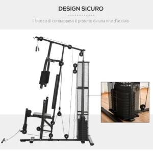 Πολυλειτουργικό Gym Fitness Station HOMCOM για οικιακή και επαγγελματική προπόνηση σε χάλυβα A91-134BK - Image 3