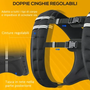 HOMCOM Αναπνεύσιμο γιλέκο 5 κιλών με τσέπη αποθήκευσης και ιμάντες ώμου, από ύφασμα Oxford, 40x35 cm, Μαύρο A91-204V01 - Image 4