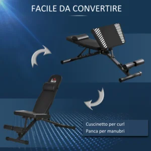 HOMCOM Πτυσσόμενος πάγκος βάρους με πλάτη και ανακλινόμενο κάθισμα, πάγκος πολλαπλών λειτουργιών για γυμναστήριο και σπίτι από ατσάλι A91-223 - Image 4