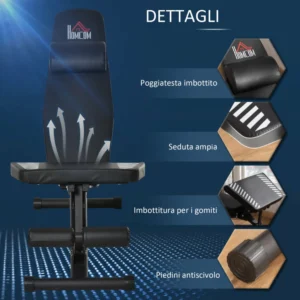 HOMCOM Πτυσσόμενος πάγκος βάρους με πλάτη και ανακλινόμενο κάθισμα, πάγκος πολλαπλών λειτουργιών για γυμναστήριο και σπίτι από ατσάλι A91-223 - Image 6