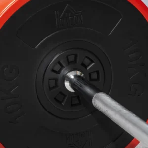 Σετ μπάρα και δίσκοι HOMCOM 65 κιλών συνολικά για προπόνηση στο σπίτι, σε μέταλλο, σιδερένια άμμο και καουτσούκ, κόκκινο A91-237V00RD - Image 6