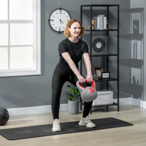 SPORTNOW Kettlebell 14kg σε PU και Sand με επίπεδη βάση και λαβή για Deadlifts, Squats και Lifts, 26x18x32 cm, Κόκκινο A91-255V06RD - Image 5