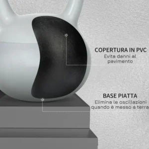 SPORTNOW Kettlebell 8kg σε PVC και μεταλλική άμμο για προπόνηση ώμων και δικεφάλων, 22x22x29 cm, γκρι A91-270V02GY - Image 3