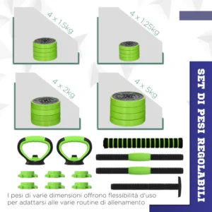 SPORTNOW Gym Weights Set 4 σε 1 από το σύνολο 40 κιλών, που μπορεί να χρησιμοποιηθεί ως Kettlebells, Dumbbells και Barbells A91-287V03GN - Image 3