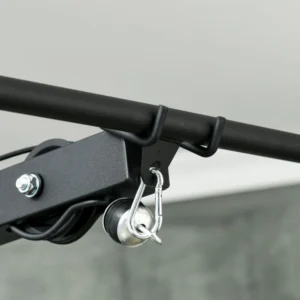 SPORTNOW Πολυλειτουργικός Σταθμός Γυμναστικής με Lat Machine, Ρυθμιζόμενο Κάθισμα και Υποστήριξη Δίσκων, Μαύρο, Διαστάσεις: 200x100x200 εκ. A91-293V01BK - Image 8