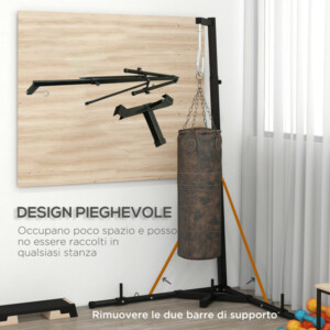 SPORTNOW Ρυθμιζόμενος Σάκος Πυγμαχίας με Τρίγωνη Βάση, 170x90x182-225 εκ., Μαύρο A91-300V00BK - Image 3