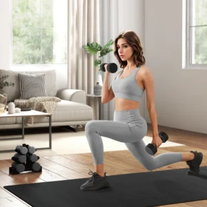 SPORTNOW Σετ 2 Αλτήρες 12 Πλευρών 12 κιλών από Μέταλλο και Καουτσούκ με Αντιολισθητική Λαβή 26x14x14 εκ Μαύρο A91-343V06BK - Image 2