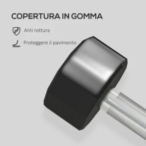 SPORTNOW Σετ 2 Αλτήρες 12 Πλευρών 12 κιλών από Μέταλλο και Καουτσούκ με Αντιολισθητική Λαβή 26x14x14 εκ Μαύρο A91-343V06BK - Image 4