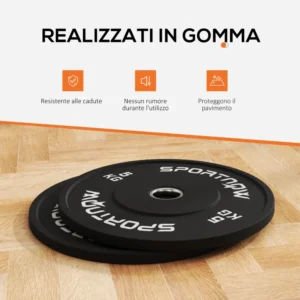 SPORTNOW  Σετ 2 Δίσκοι Βάρους 5kg από Καουτσούκ με Τρύπα 2"/5 cm για Μπάρες και Μονόζυγα, Μαύρο  A91-374V01BK - Image 3